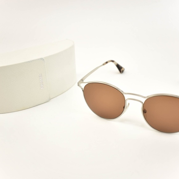 PRADA: Silver, Metal & Logo Sunglasses (po) - Picture 2 of 8